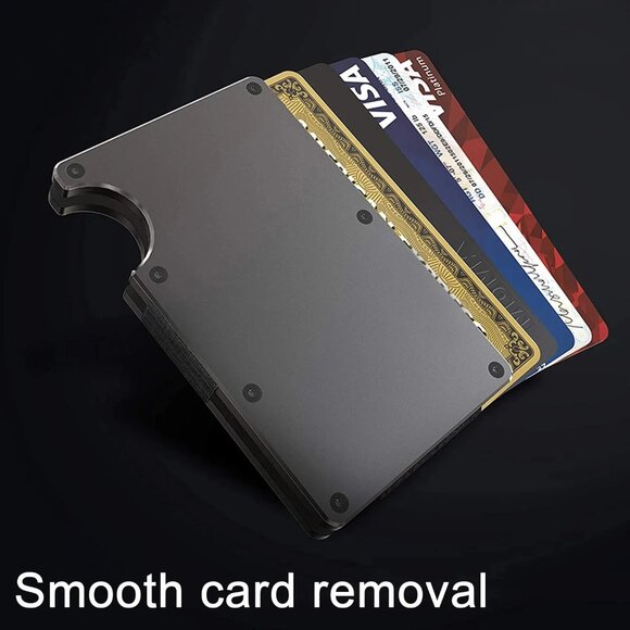 XFashio Slim Minimalist RFID Blocking Wallet Ridge Style- Gunmetal - Picture 2 of 6